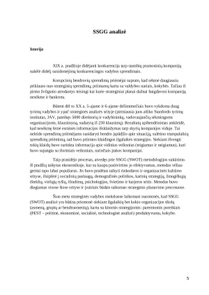 Organizacjios stipriųjų ir silpnųjų pusių nustatymas taikant SSGG metodą. Paveikslėlis 5