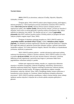Organizacjios stipriųjų ir silpnųjų pusių nustatymas taikant SSGG metodą. Paveikslėlis 6