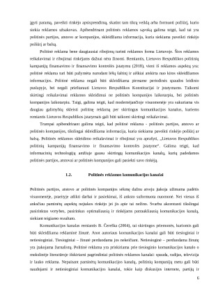 Politinėje reklamoje akcentuojamos vertybės ir komunikacijos kanalų įtaka vyresniosios kartos atstovams. Paveikslėlis 6