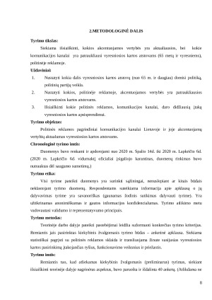 Politinėje reklamoje akcentuojamos vertybės ir komunikacijos kanalų įtaka vyresniosios kartos atstovams. Paveikslėlis 8