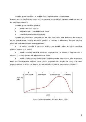 Projekto valdymo sprendimai pagal jo gyvavimo ciklo fazę. Paveikslėlis 5