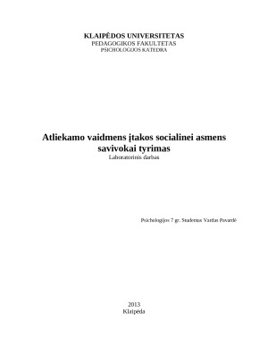 Atliekamo vaidmens įtakos socialinei asmens savivokai tyrimas