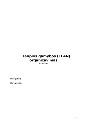 Taupios gamybos (LEAN) organizavimas