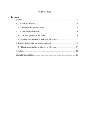 Taupios gamybos (LEAN) organizavimas. Paveikslėlis 2