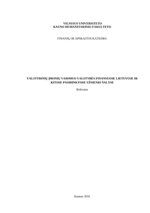 Valstybinių įmonių vaidmuo valstybės finansuose Lietuvoje ir kitose pasirinktose užsienio šalyse