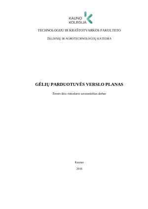 Gėlių parduotuvė. Verslo planas. Paveikslėlis 1