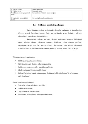 Gėlių parduotuvė. Verslo planas. Paveikslėlis 5
