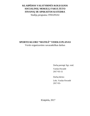 Sporto klubas. Verslo planas