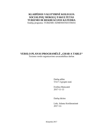 Stalo rezervacijos sistema. Verslo planas