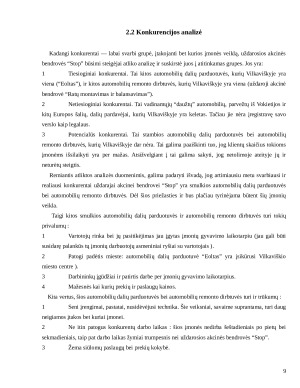Auto dalys ir remontas. Verslo planas. Paveikslėlis 9