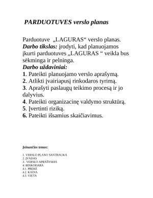 Parduotuvės verslo planas