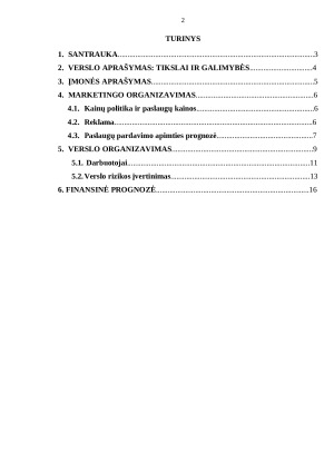  Verslo planas Vaikų kambarys Vaikų užimtumo centras. Paveikslėlis 2