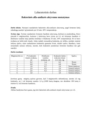 Bakterinės alfa-amilazės aktyvumo nustatymas. Paveikslėlis 1