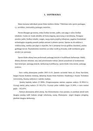 Sporto klubo verslo planas