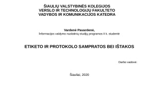 Etiketo ir protokolo sampratos bei ištakos