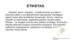 Etiketo ir protokolo sampratos bei ištakos. Paveikslėlis 4