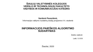 Informacijos paieškos algoritmo sudarymas