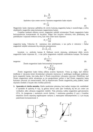 Bio ir Savaro dėsnio taikymas matuojant Žemės magnetinio lauko horizontaliąją komponentę (3). Paveikslėlis 2