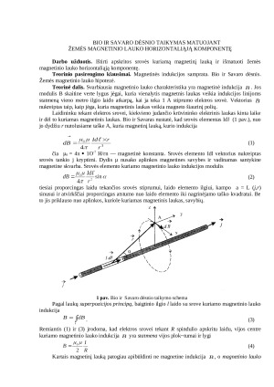 Bio ir Savaro dėsnio taikymas matuojant Žemės magnetinio lauko horizontaliąją komponentę (2)