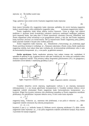 Bio ir Savaro dėsnio taikymas matuojant Žemės magnetinio lauko horizontaliąją komponentę (2). Paveikslėlis 2