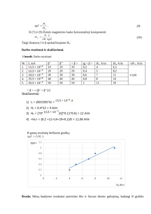 Bio ir Savaro dėsnio taikymas matuojant Žemės magnetinio lauko horizontaliąją komponentę (2). Paveikslėlis 3