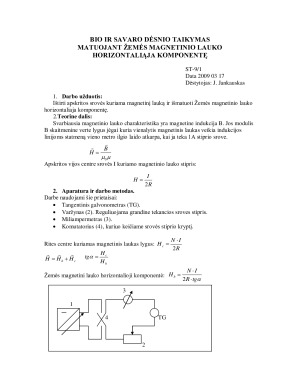 Bio ir Savaro dėsnio taikymas matuojant žemės magnetinio lauko horizontaliąja komponentę. Paveikslėlis 1