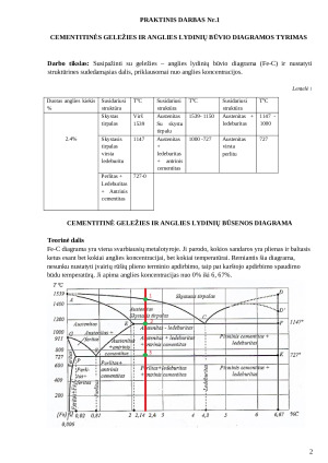 Cementinės geležies ir anglies lydinių būvio diagramos tyrimas. Paveikslėlis 2
