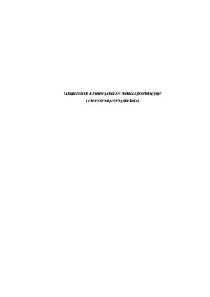 Daugiamačiai duomenų analizės metodai psichologijoje. Laboratorinių darbų ataskaita