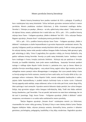 Moters paveikslas lietuvių literatūroje 1