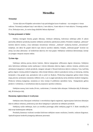 Diskutuojančių žmonių sąveikos mažojoje grupėje stebėjimas (R. F. Bales metodika). Paveikslėlis 5