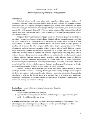Džiovintų produktų sorbcinių savybių tyrimai