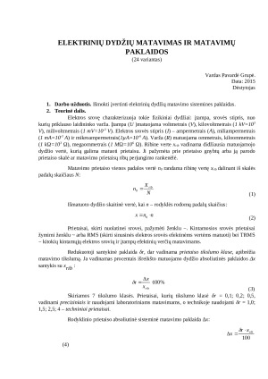 Elektrinių dydžių matavimas ir matavimų paklaidos