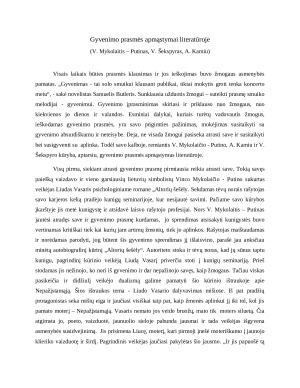 Gyvenimo prasmės apmąstymai literatūroje (V. Mykolaitis – Putinas, V. Šekspyras, A. Kamiu)