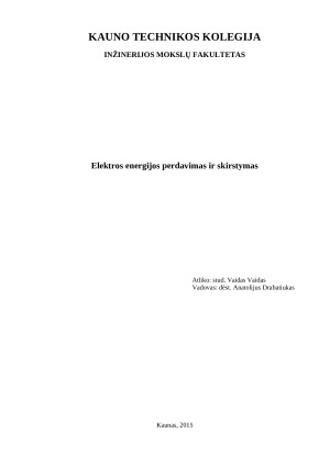 Elektros energijos perdavimas ir skirstymas
