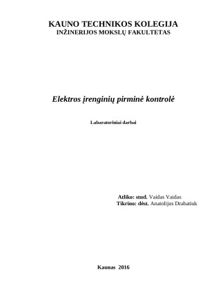 Elektros įrenginių pirminė kontrolė