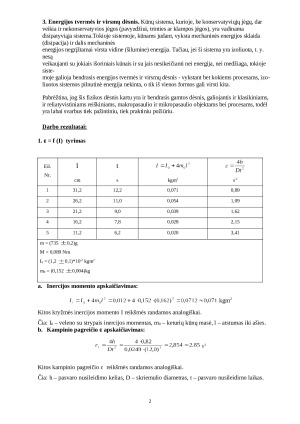 Energijos tvermės ir virsmų dėsnio tikrinimas. Paveikslėlis 2