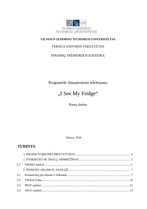 Programėlė išmaniesiems telefonams „I See My Fridge“. Verslo planas. Paveikslėlis 1