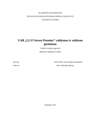 UAB „LLVI Invest Premier“ valdymas ir valdymo gerinimas. Paveikslėlis 1