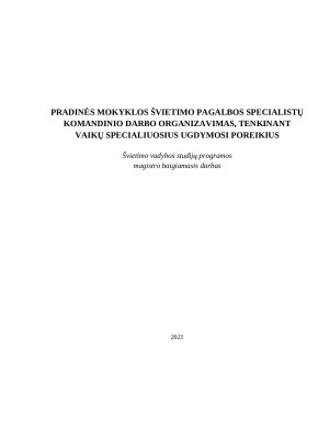 Pradinės mokyklos švietimo pagalbos specialistų komandinio darbo organizavimas, tenkinant vaikų specialiuosius ugdymosi poreikius