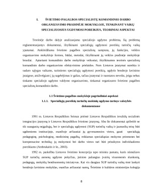 Pradinės mokyklos švietimo pagalbos specialistų komandinio darbo organizavimas, tenkinant vaikų specialiuosius ugdymosi poreikius. Paveikslėlis 8