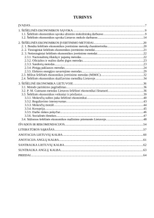 Šešėlinės ekonomikos apibrėžimai, vertinimo metodikos Šešėlinės ekonomikos mastas Lietuvoje