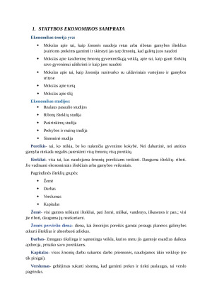 Statybos ekonomika. Konspektas