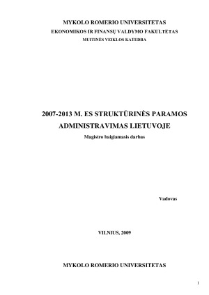 007-2013 m. ES struktūrinės paramos administravimas Lietuvoje