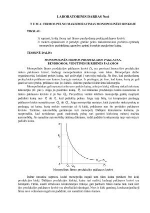 Firmos pelno maksimizavimas monopolinėje rinkoje