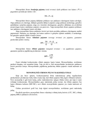 Firmos pelno maksimizavimas monopolinėje rinkoje. Paveikslėlis 2