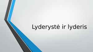 Lyderystė ir lyderis. Paveikslėlis 1