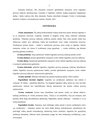 AB „AKMENĖS CEMENTO“ GELEŽINKELIO TRANSPORTO CECHO LOGISTIKOS PROCESŲ VALDYMO OPTIMIZAVIMAS. Paveikslėlis 2