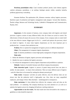 AB „AKMENĖS CEMENTO“ GELEŽINKELIO TRANSPORTO CECHO LOGISTIKOS PROCESŲ VALDYMO OPTIMIZAVIMAS. Paveikslėlis 3