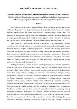 ASMENINĖ SLAUGYTOJO FILOSOFIJA