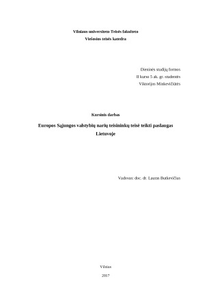 Europos Sąjungos valstybių narių teisininkų teisė teikti paslaugas Lietuvoje. Paveikslėlis 1